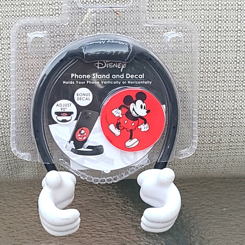 Disney Mickey Mouse Cell Phone Stand And Decal Holds Phone Horizontal/Vertical